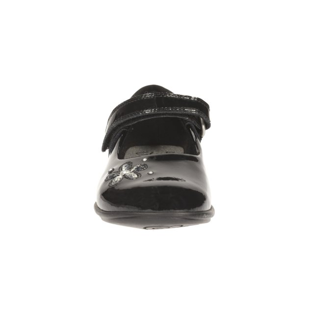 Girls Black Leather Clarks ' Trixi Candy Inf ' Riptape trap G Fitting 