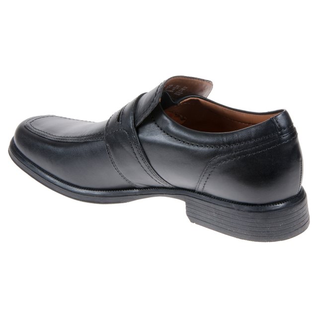 clarks black huckley leather slip on shoes