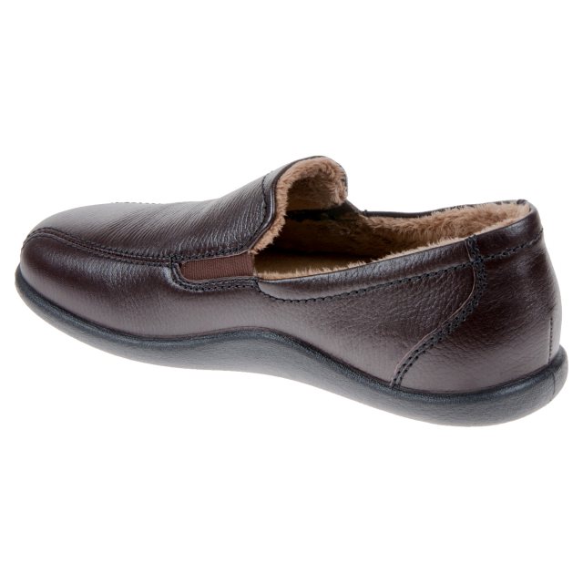 Hotter Relax Dark Brown Grain Full Slippers Humphries Shoes