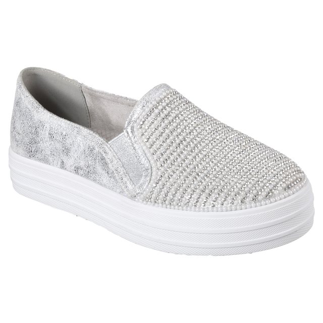 Skechers Double Up - Shiny Dancer Silver 801 SIL - Womens Trainers ...