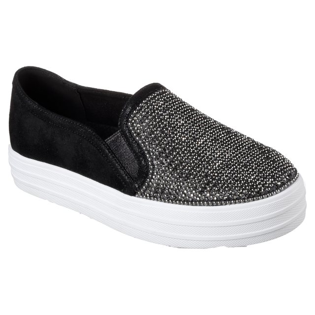 Skechers Double Up - Shiny Dancer Black / White 801 BLK - Womens ...