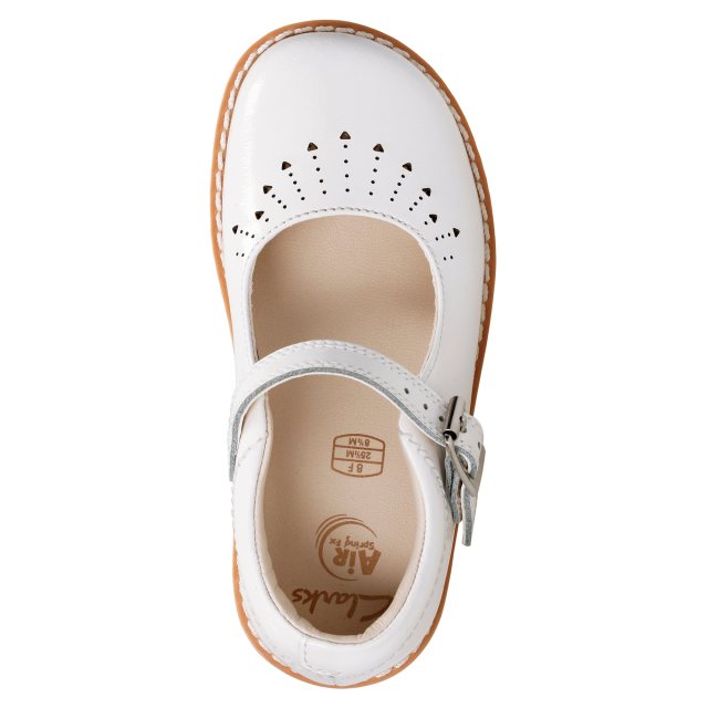 Clarks Crown Jump White Patent 26132935 Girls Shoes Humphries Shoes
