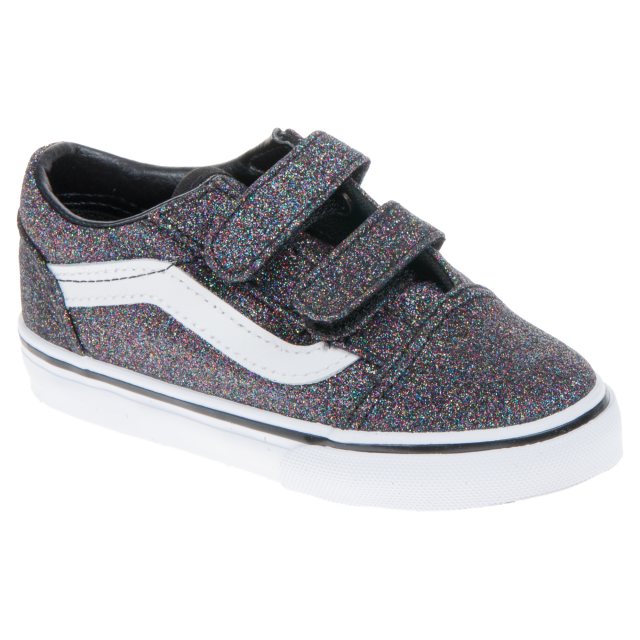 Vans Toddler Old Skool Velcro Black Glitter VN08344KQ7E Girls Trainers Humphries Shoes