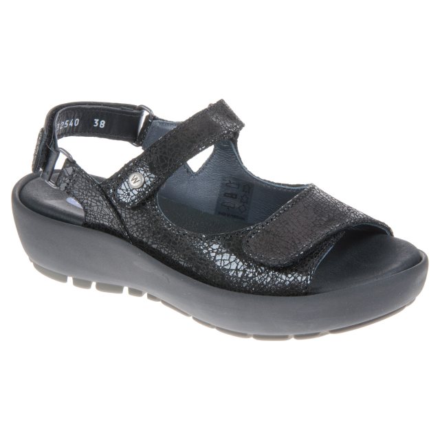 Wolky Rio Black Crash Leather 03325 - Full Sandals - Humphries Shoes
