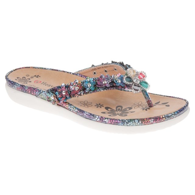 Womens Sandal Toe Post Sandal in Floral by Heavenly Feet Laurel