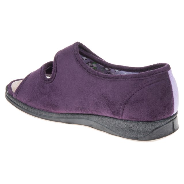 LADIES PADDERS EE EXTRA WIDE FIT STRAP SLIPPERS SHOES,BLACK TAUPE PURPLE LYDIA 