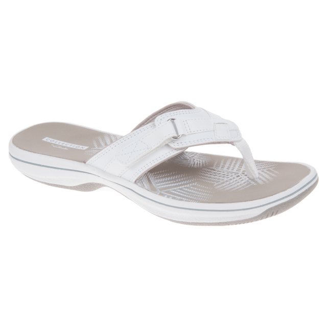 clarks white flip flops