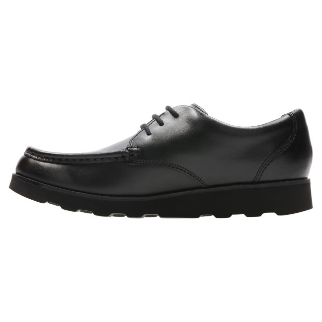 Clark Boy Crown Tate Black Leather Lace Up School Shoes Uk 1 G