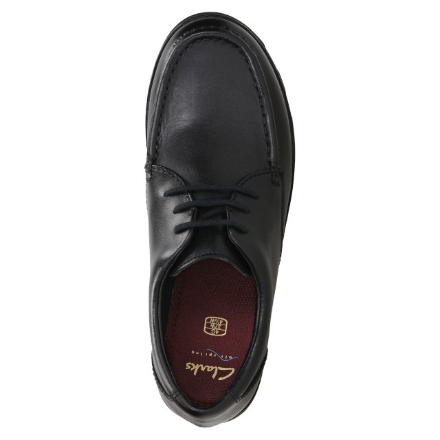 Clarks Crown Tate Lace Black Leather 26134897 Boys School Shoes Humphries Shoes