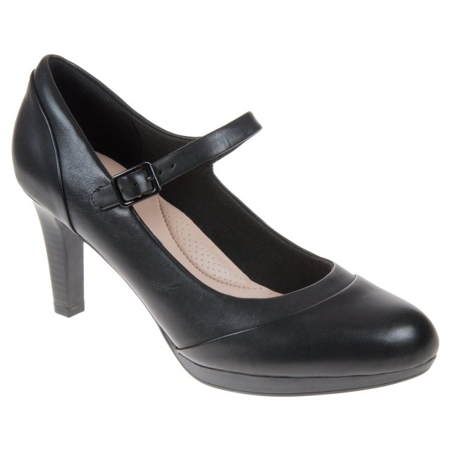 Clarks Adriel Carla Black Leather 26136377 Court Shoes Humphries Shoes