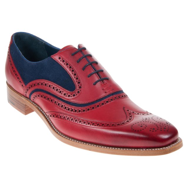 Barker McClean Red Hand Painted Navy Suede 3829FW30 Formal Shoes Humphries Shoes