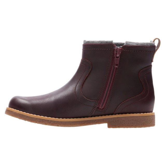 BNIB Clarks Girls Comet Frost Burgundy Leather Air Spring Boots