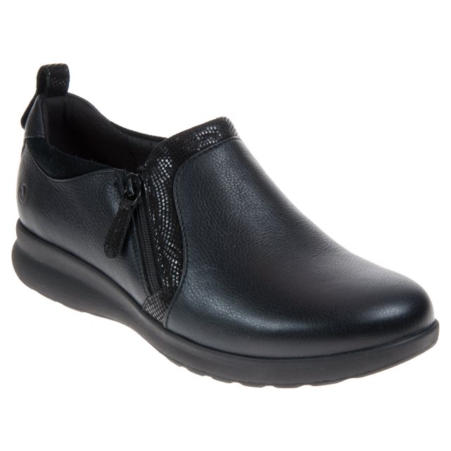 Clarks Un Adorn Zip Black Combi 26137017 - Everyday Shoes - Humphries Shoes