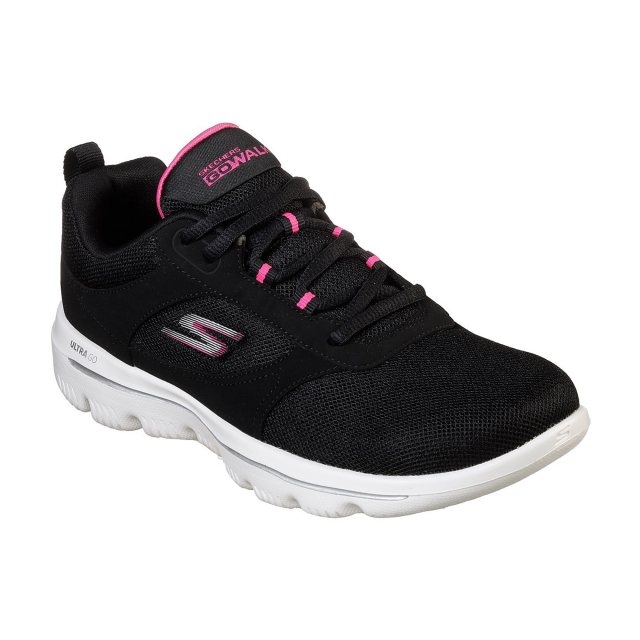 Skechers GOwalk Evolution Ultra - Enhance Black / Pink 15734 BKPK - Womens  Trainers - Humphries Shoes