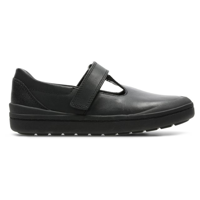 Clarks Rock Move Kids Black Leather 