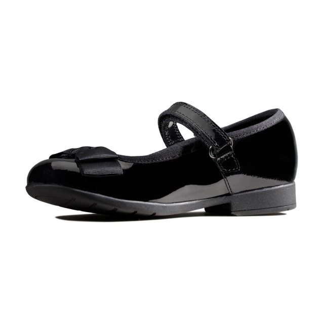 Clarks Scala Tap Kid Patent Shoes in Black Patent