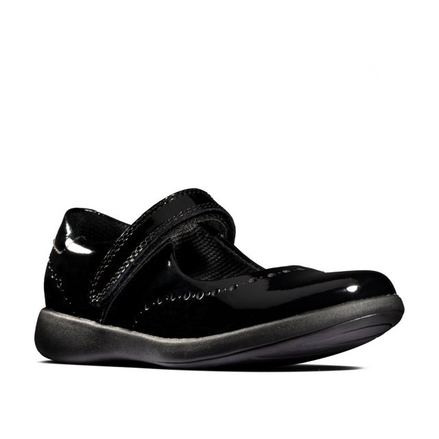 Clarks Etch Craft Kid Patent Shoes in Black Patent
