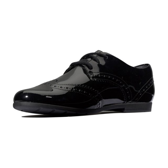 Clarks Scala Lace Kid Black Patent 