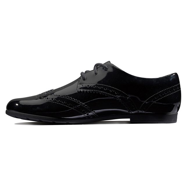 Clarks Scala Lace Kid Black Patent 