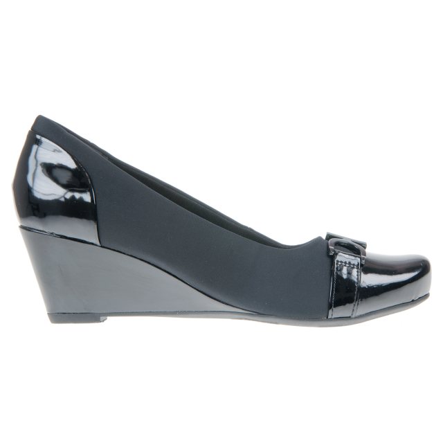 Clarks Flores Poppy Black Combi 26128469 Court Shoes Humphries Shoes