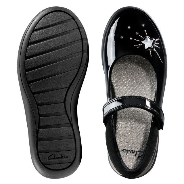 Clarks Etch Spark Toddler Black Patent 26146965 - Girls School Shoes -  Humphries Shoes