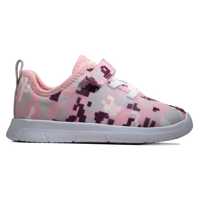 Clarks Flux Pink Graphic 26146019 - Girls Trainers - Humphries