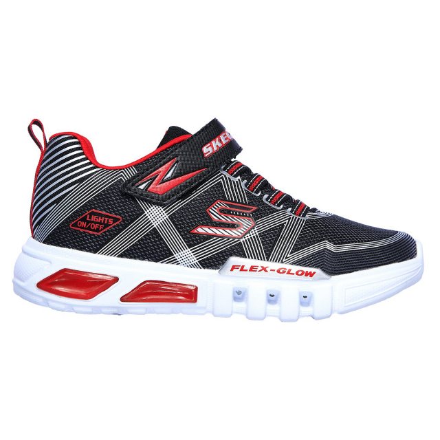 Skechers S Lights Flex Glow Black Silver 90542L BKSL Boys