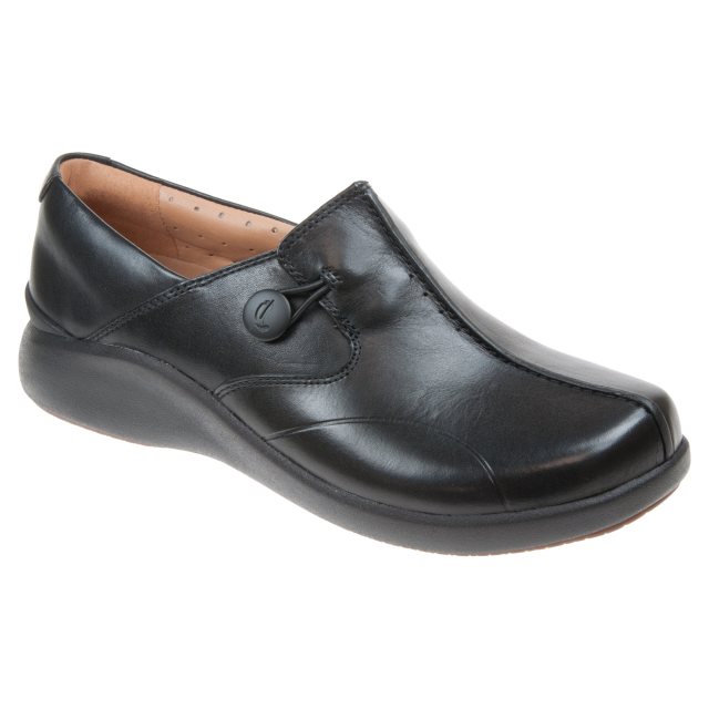 un loop black leather shoes