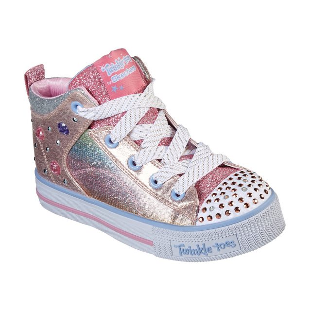 skechers twinkle toes pink and gold
