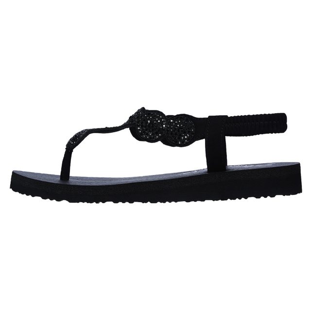 Skechers Meditation Stars Sparkle Black 31755 BBK Toe Post Sandals Humphries Shoes