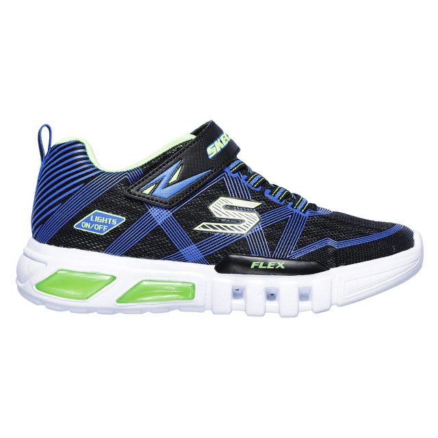 Skechers S Lights Flex Glow Black Lime 90542L BBLM Boys Trainers Humphries Shoes