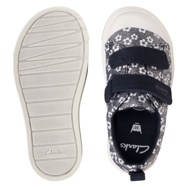 clarks junior city bright riptape trainers