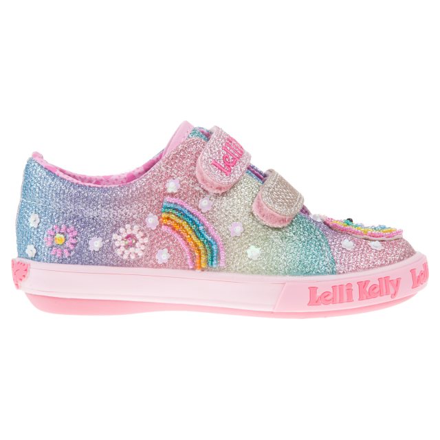 Lelli Kelly Rainbow Unicorn Velcro Multi Glitter LK1084 Girls Shoes Humphries Shoes